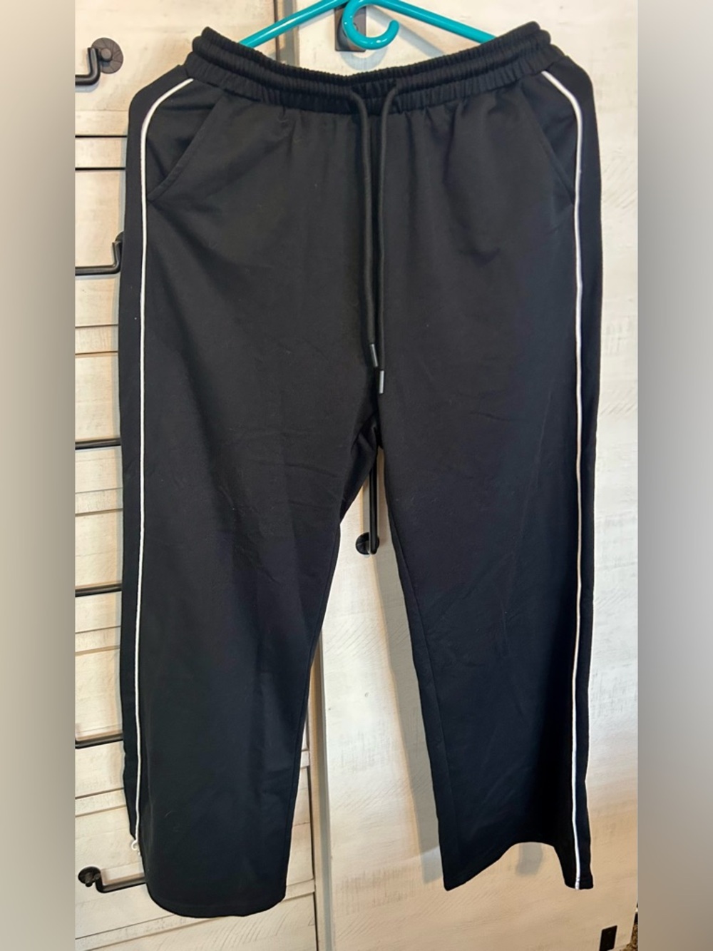 Women's Black Sweat Pants with White Side Piping